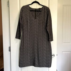 RW & Co. Knee length 3/4 length sleeve, zip back, grey and black dress XL